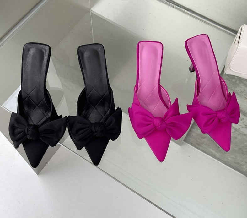 pointed butterfly knot mules