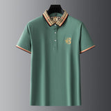 printed collared embroidery cotton polo shirt