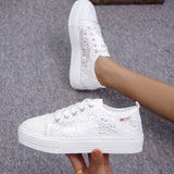 lace canvas hollow breathable platform flat sneakers