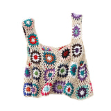 colorful hand crochet embroidery tank top