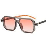 gradient square double bridge sunglasses