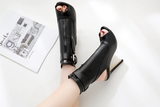 pu peep toe buckle hollow out high heels ankle boots