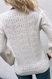 eyelet knit bishop sleeve sweater