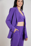 geegee wall street full size bra blazer and pants set in purple