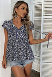 ditsy floral tie neck babydoll blouse