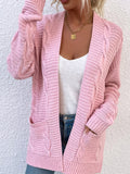 cable knit open front cardigan with pockets
