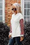 leopard print sleeve drop shoulder hoodie