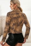 leopard zip up crop moto jacket