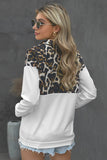 contrast leopard quarter zip pullover
