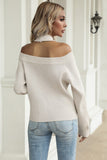 halter cold shoulder rib knit sweater