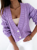 cable knit button up cropped cardigan