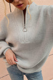 quarter zip rib knit sweater