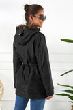 contrast removable lined hood parka coat