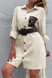 leopard pocket button down shirt dress