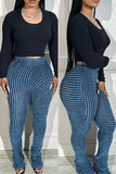 Casual Striped Basic Skinny High Waist Pencil Patchwork Trousers