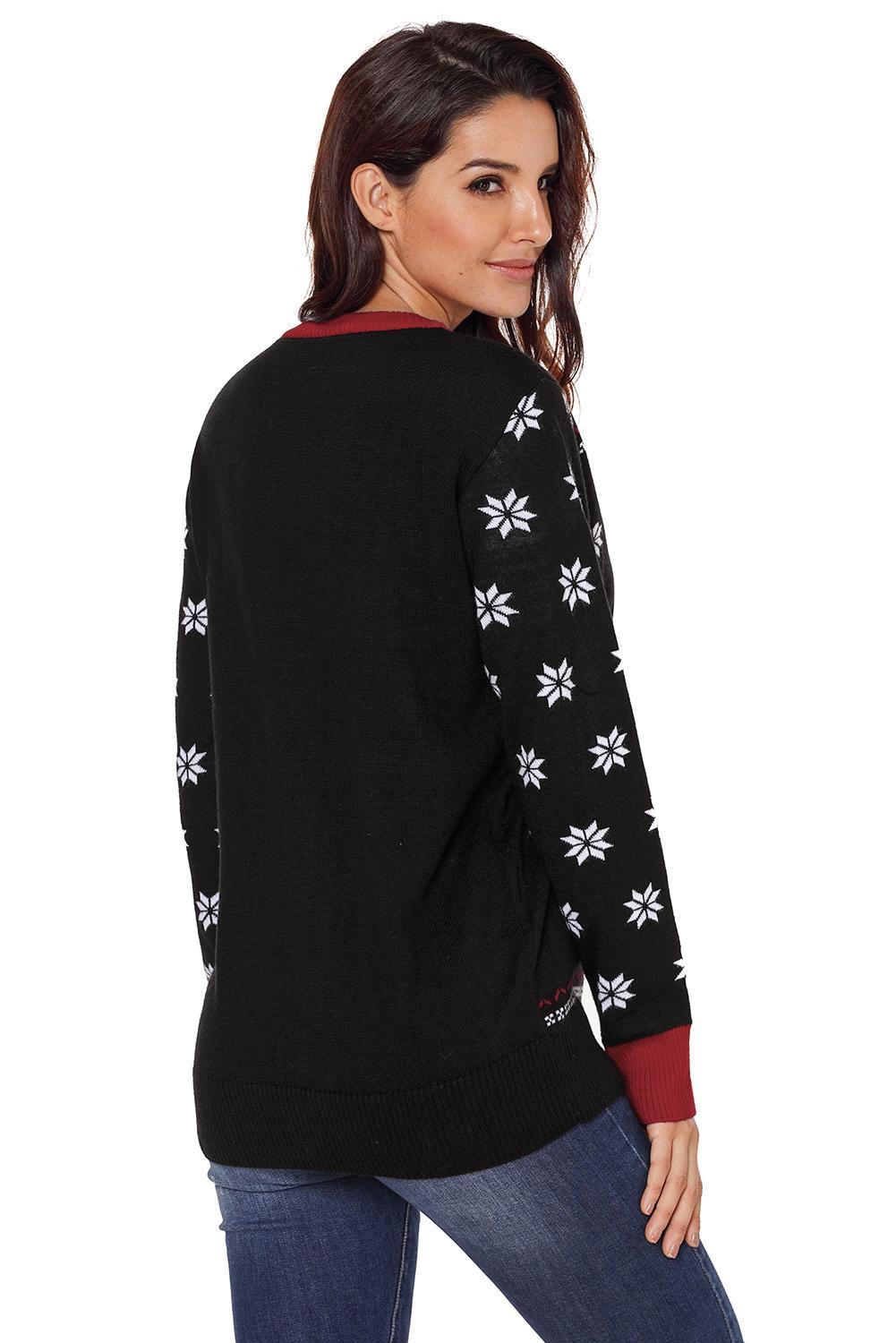 santa print crewneck sweater