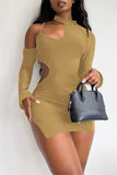 Fashion Sexy Solid Hollowed Out O Neck Irregular Dress