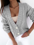 cable knit button up cropped cardigan