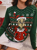 christmas print crewneck sweater