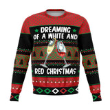 white and red christmas ugly christmas sweatshirt