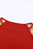 floral raglan sleeve waffle knit top