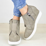 *Comfort Zipper Wedge Sneakers Plus Size Wedges with Side Zipper