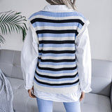 striped v neck sweater vest