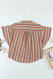 multicolor striped short sleeve blouse