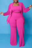 Casual Solid Split Joint Plus Size Two Pieces