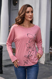 butterfly graphic round neck long sleeve tee