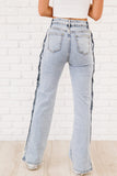 zoey side snap straight leg jeans