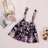 girls two tone tee and floral pinafore skirt set