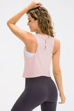 breathable mesh cropped athletic tank