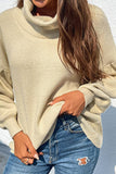 rib knit lantern sleeve turtleneck sweater
