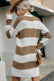 striped horizontal ribbing sweater dress