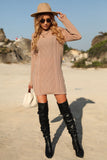 ribbed cable knit round neck mini sweater dress