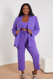 geegee wall street full size bra blazer and pants set in purple