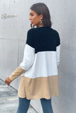 color block open front sweater cardigan