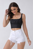 sleeveless ruched bust crop top