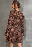 leopard trumpet sleeve dress