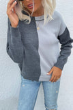 color block spliced long sleeve sweater