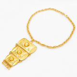 big luxury gold tassel edge necklace earring ring jewelry set