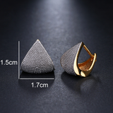 two tone geometric design drop earrings
