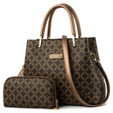 diamond lattice leather composite silt pocket zipper set handbag