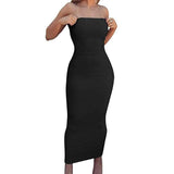 off shoulder strapless stretchy tube bodycon dress
