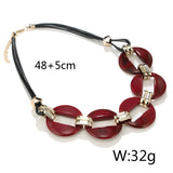 faux leather cord statement necklace pendants