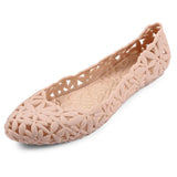 hollow out jelly flower cover heels soft comfort breath flats
