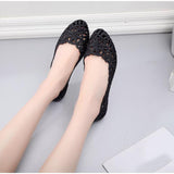 hollow out jelly flower cover heels soft comfort breath flats