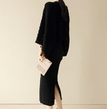 2 piece flare sleeve knitted loose sweaters