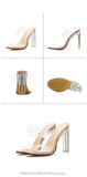 transparent jelly open toed thin crystal high heeled sandals